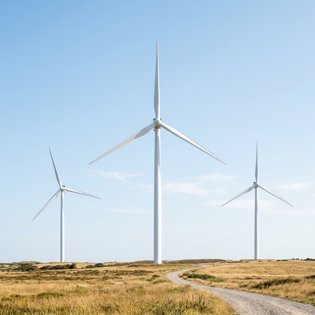 Industrial wind turbines powering sustainable infrastructure